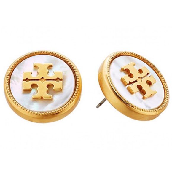 Tory Burch • White Semiprecious Stone Logo Earrings - Picture 3 of 7